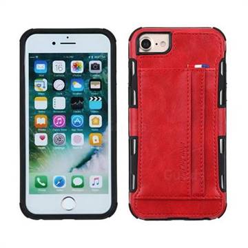 Luxury Shatter-resistant Leather Coated Card Phone Case for iPhone 6s 6 6G(4.7 inch) - Red