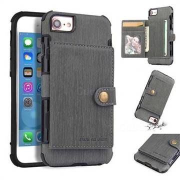 Brush Multi-function Leather Phone Case for iPhone 6s 6 6G(4.7 inch) - Gray