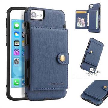 Brush Multi-function Leather Phone Case for iPhone 6s 6 6G(4.7 inch) - Blue
