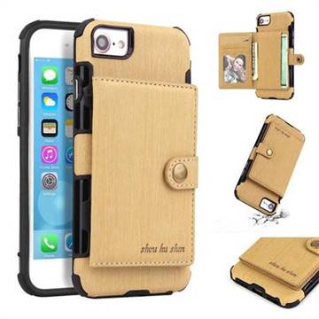 Brush Multi-function Leather Phone Case for iPhone 6s 6 6G(4.7 inch) - Golden