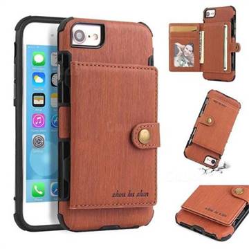 Brush Multi-function Leather Phone Case for iPhone 6s 6 6G(4.7 inch) - Brown