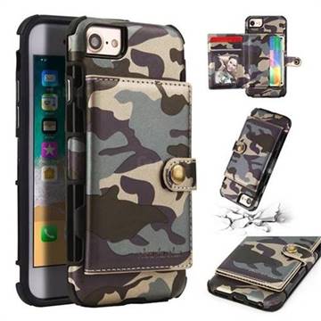 Camouflage Multi-function Leather Phone Case for iPhone 6s 6 6G(4.7 inch) - Gray
