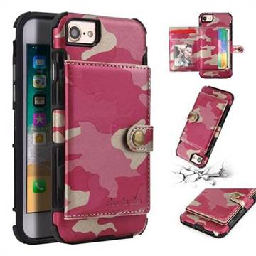 Camouflage Multi-function Leather Phone Case for iPhone 6s 6 6G(4.7 inch) - Rose