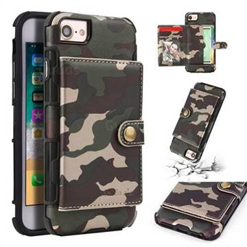 Camouflage Multi-function Leather Phone Case for iPhone 6s 6 6G(4.7 inch) - Army Green