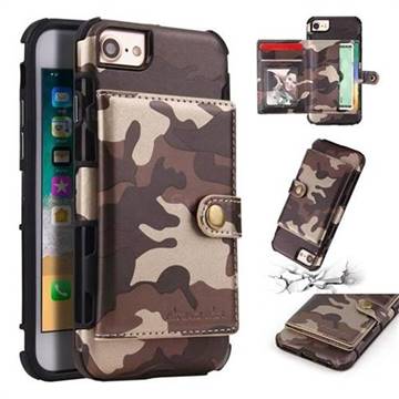 Camouflage Multi-function Leather Phone Case for iPhone 6s 6 6G(4.7 inch) - Coffee
