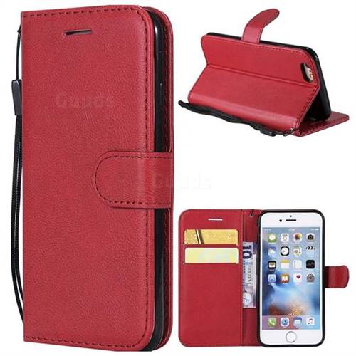Retro Greek Classic Smooth PU Leather Wallet Phone Case for iPhone 6s 6 6G(4.7 inch) - Red