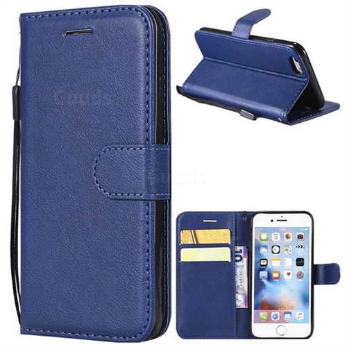 Retro Greek Classic Smooth PU Leather Wallet Phone Case for iPhone 6s 6 6G(4.7 inch) - Blue