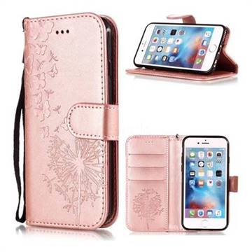 Intricate Embossing Dandelion Butterfly Leather Wallet Case for iPhone 6s 6 6G(4.7 inch) - Rose Gold
