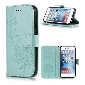 Intricate Embossing Dandelion Butterfly Leather Wallet Case for iPhone 6s 6 6G(4.7 inch) - Green