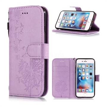 Intricate Embossing Dandelion Butterfly Leather Wallet Case for iPhone 6s 6 6G(4.7 inch) - Purple