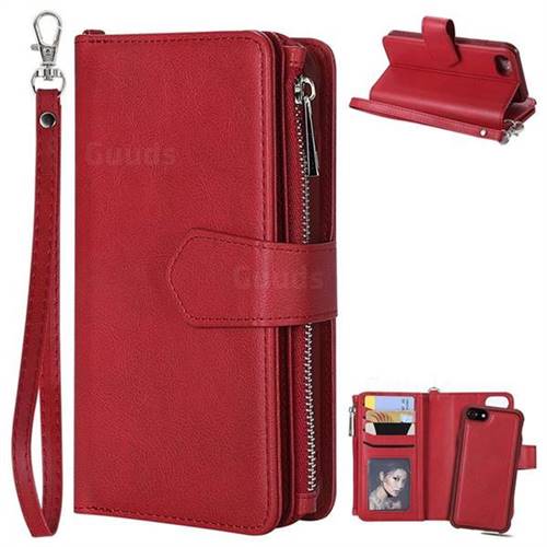 Retro Luxury Multifunction Zipper Leather Phone Wallet for iPhone 6s 6 6G(4.7 inch) - Red