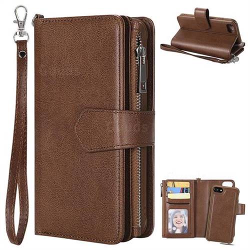 Retro Luxury Multifunction Zipper Leather Phone Wallet for iPhone 6s 6 6G(4.7 inch) - Brown