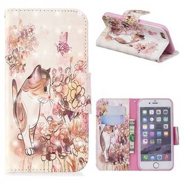 Flower Butterfly Cat 3D Painted Leather Wallet Phone Case for iPhone 6s 6 6G(4.7 inch)