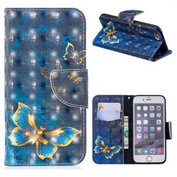 Gold Butterfly 3D Painted Leather Wallet Phone Case for iPhone 6s 6 6G(4.7 inch)