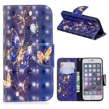 Purple Butterfly 3D Painted Leather Wallet Phone Case for iPhone 6s 6 6G(4.7 inch)