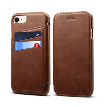 Suteni Retro Classic Card Slots PU Leather Wallet Case for iPhone 6s 6 6G(4.7 inch) - Brown