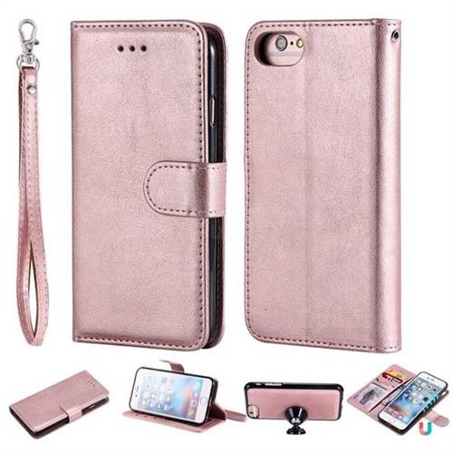 Retro Greek Detachable Magnetic PU Leather Wallet Phone Case for iPhone 6s 6 6G(4.7 inch) - Rose Gold