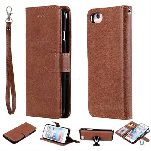 Retro Greek Detachable Magnetic PU Leather Wallet Phone Case for iPhone 6s 6 6G(4.7 inch) - Brown