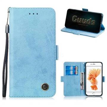 Retro Classic Leather Phone Wallet Case Cover for iPhone 6s 6 6G(4.7 inch) - Light Blue