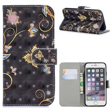 Black Butterfly 3D Painted Leather Phone Wallet Case for iPhone 6s 6 6G(4.7 inch)