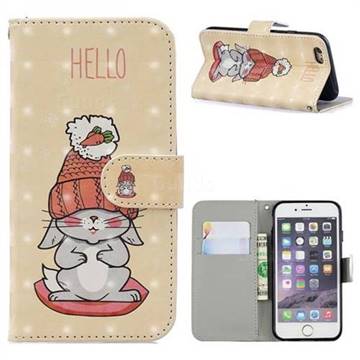 Hello Rabbit 3D Painted Leather Phone Wallet Case for iPhone 6s 6 6G(4.7 inch)