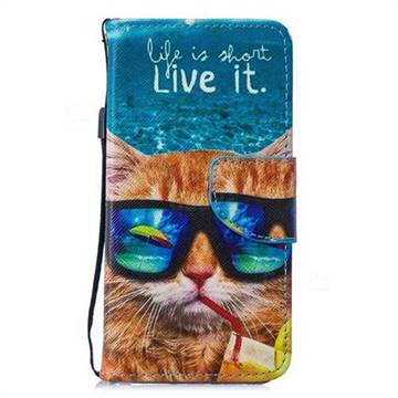 Beach Cat PU Leather Wallet Phone Case for iPhone 6s 6 6G(4.7 inch)