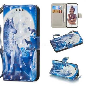 Ice Wolf 3D Painted Leather Wallet Phone Case for iPhone 6s 6 6G(4.7 inch)