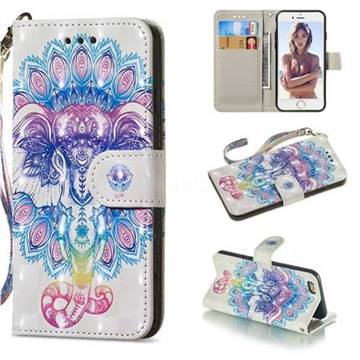 Colorful Elephant 3D Painted Leather Wallet Phone Case for iPhone 6s 6 6G(4.7 inch)