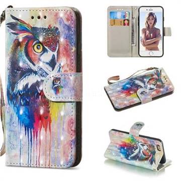 Watercolor Owl 3D Painted Leather Wallet Phone Case for iPhone 6s 6 6G(4.7 inch)