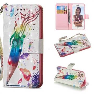 Music Pen 3D Painted Leather Wallet Phone Case for iPhone 6s 6 6G(4.7 inch)