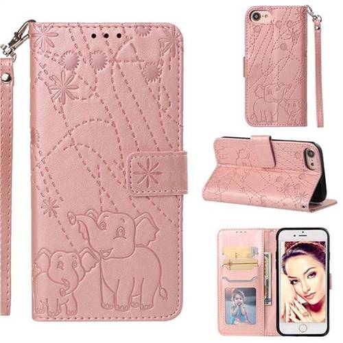 Embossing Fireworks Elephant Leather Wallet Case for iPhone 6s 6 6G(4.7 inch) - Rose Gold