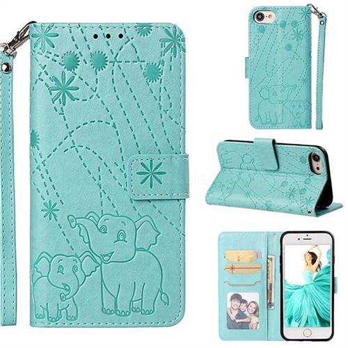 Embossing Fireworks Elephant Leather Wallet Case for iPhone 6s 6 6G(4.7 inch) - Green