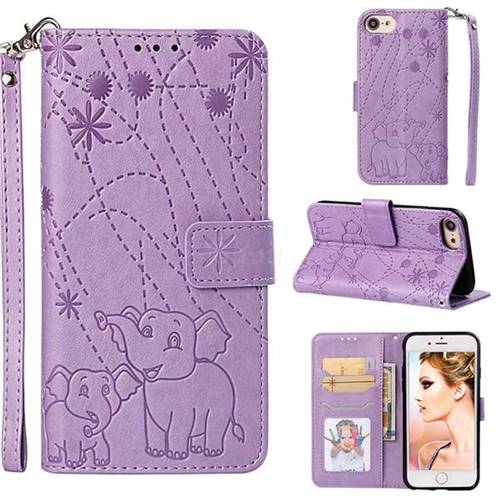 Embossing Fireworks Elephant Leather Wallet Case for iPhone 6s 6 6G(4.7 inch) - Purple