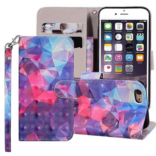Colored Diamond 3D Painted Leather Phone Wallet Case Cover for iPhone 6s 6 6G(4.7 inch)
