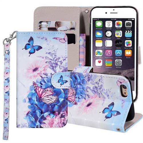 Pansy Butterfly 3D Painted Leather Phone Wallet Case Cover for iPhone 6s 6 6G(4.7 inch)