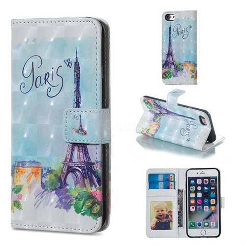 Paris Tower 3D Painted Leather Phone Wallet Case for iPhone 6s 6 6G(4.7 inch)