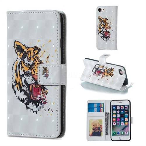 Toothed Tiger 3D Painted Leather Phone Wallet Case for iPhone 6s 6 6G(4.7 inch)