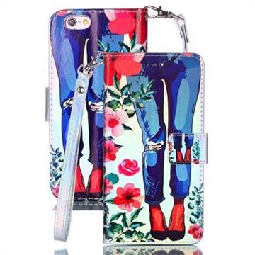 Jeans Flower Blue Ray Light PU Leather Wallet Case for iPhone 6s 6 6G(4.7 inch)