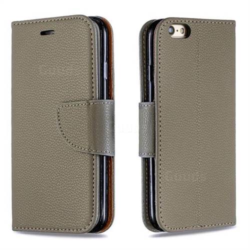 Classic Luxury Litchi Leather Phone Wallet Case for iPhone 6s 6 6G(4.7 inch) - Gray