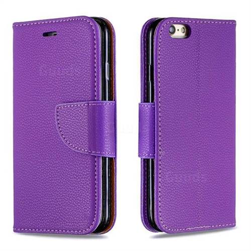 Classic Luxury Litchi Leather Phone Wallet Case for iPhone 6s 6 6G(4.7 inch) - Purple