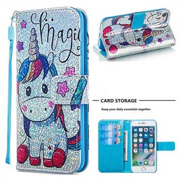 Star Unicorn Sequins Painted Leather Wallet Case for iPhone 6s 6 6G(4.7 inch)