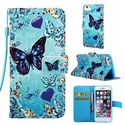 Love Butterfly Matte Leather Wallet Phone Case for iPhone 6s 6 6G(4.7 inch)