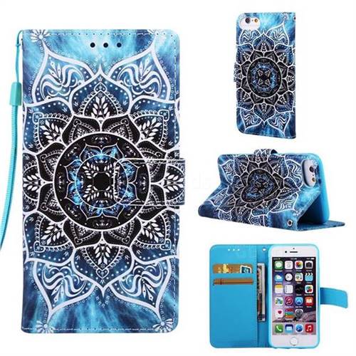 Underwater Mandala Matte Leather Wallet Phone Case for iPhone 6s 6 6G(4.7 inch)