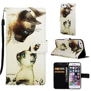 Cat Confrontation Matte Leather Wallet Phone Case for iPhone 6s 6 6G(4.7 inch)