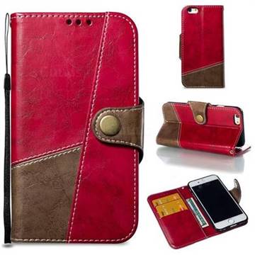Retro Magnetic Stitching Wallet Flip Cover for iPhone 6s 6 6G(4.7 inch) - Rose Red