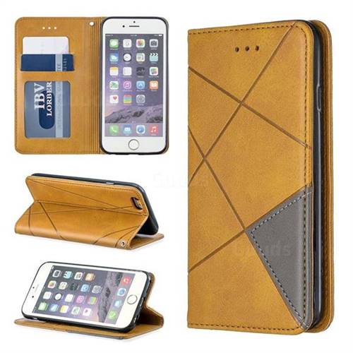 Prismatic Slim Magnetic Sucking Stitching Wallet Flip Cover for iPhone 6s 6 6G(4.7 inch) - Yellow
