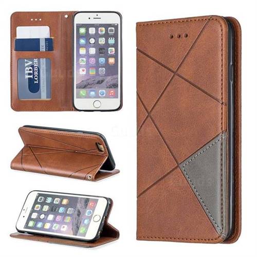 Prismatic Slim Magnetic Sucking Stitching Wallet Flip Cover for iPhone 6s 6 6G(4.7 inch) - Brown