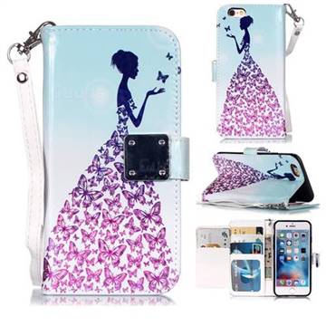 Butterfly Princess 3D Shiny Dazzle Smooth PU Leather Wallet Case for iPhone 6s 6 6G(4.7 inch)