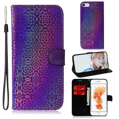 Laser Circle Shining Leather Wallet Phone Case for iPhone 6s 6 6G(4.7 inch) - Purple