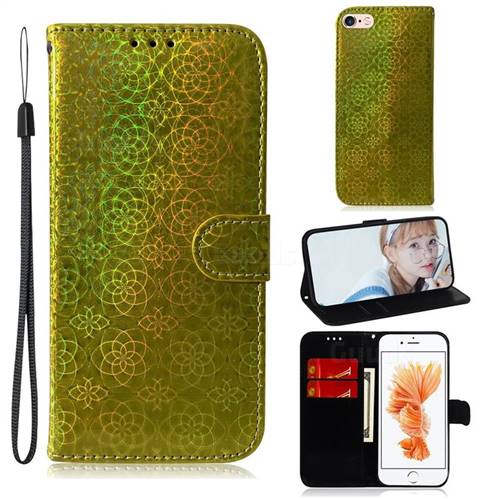 Laser Circle Shining Leather Wallet Phone Case for iPhone 6s 6 6G(4.7 inch) - Golden